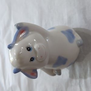 Vintage white blue spots Pig bank